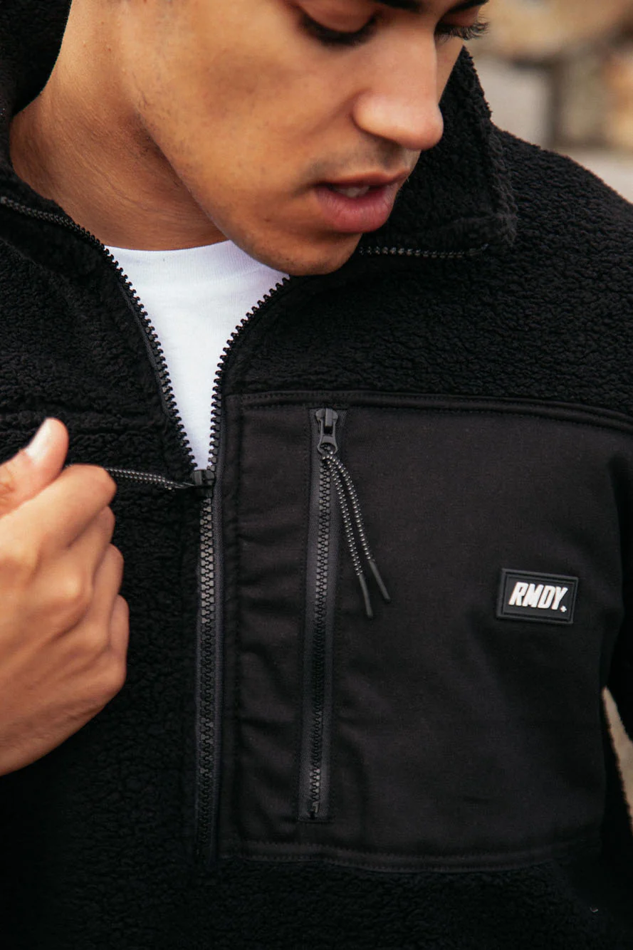 Black Tech 1/4 Zip Sherpa Jacket